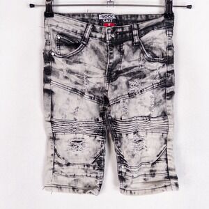 Rock Salt Boys Denim Shorts Size 8 Gray Acid Wash Distressed Moto Streetwear